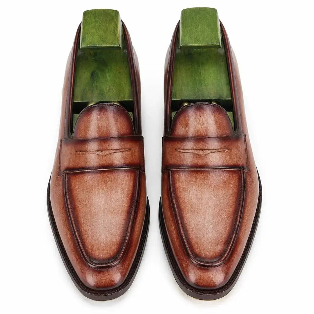 Maximus Block-Heel Dress Penny Loafer for Men - Goodyear Welted Leather Shoes