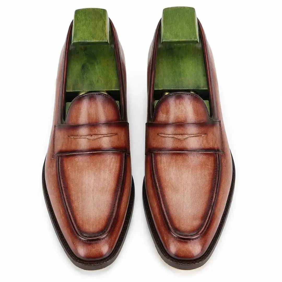 Maximus Block-Heel Dress Penny Loafer for Men - Goodyear Welted Leather Shoes