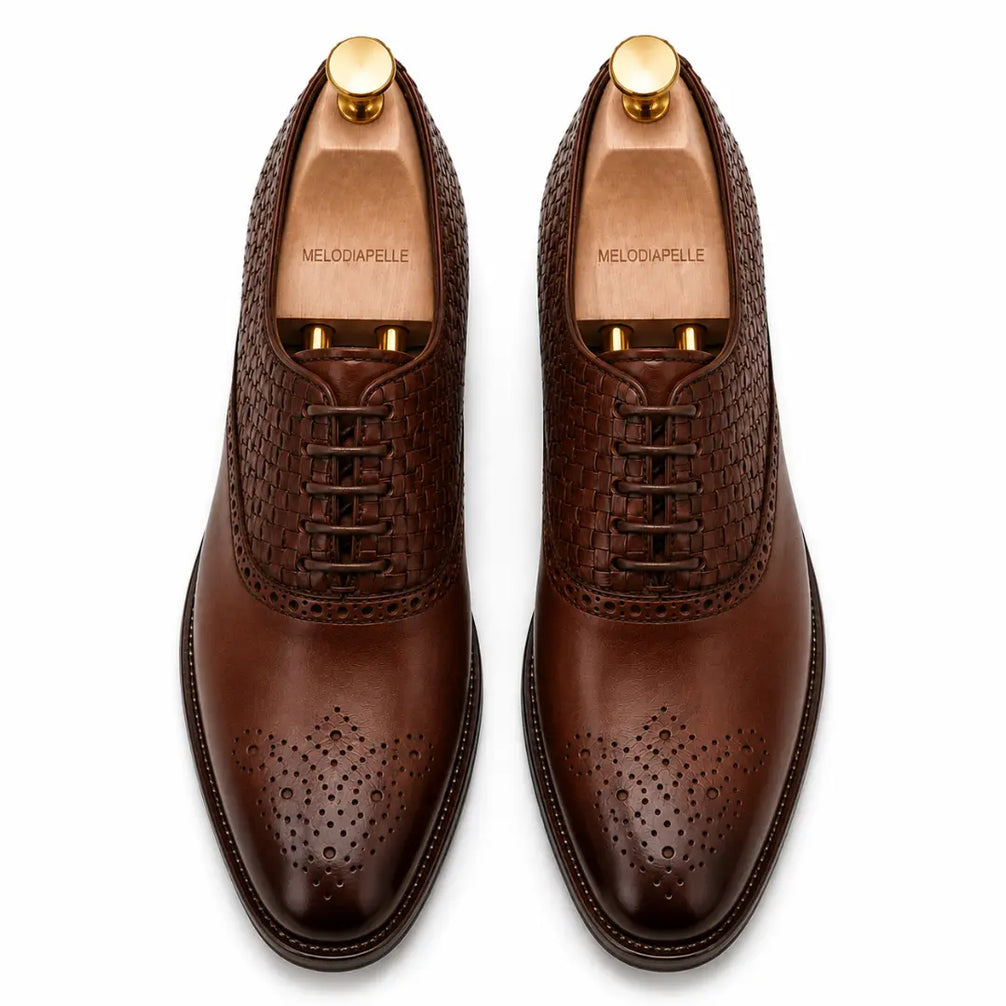 Maverick II Woven Wingtip Brogue Oxford for Men - Goodyear Welted Leather Shoes