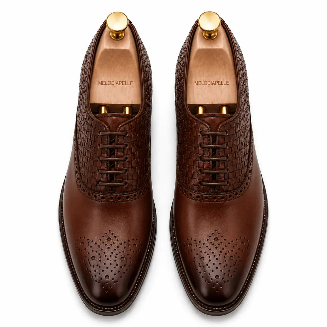 Maverick II Woven Wingtip Brogue Oxford for Men - Goodyear Welted Leather Shoes