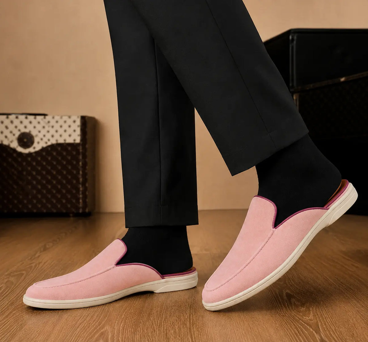 Malvasia Piped Suede Cupsole Mule for Men - Backless Slip-On Shoes