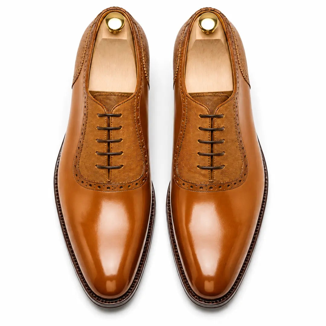 Montserrat Two-Tone Saddle Oxford for Men - Goodyear Welted Spectator Dress Shoes