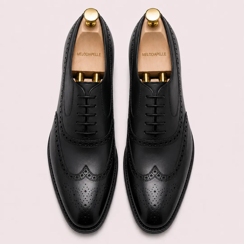 Mossverde Hand-Patina Wingtip Brogue Oxford for Men - Goodyear Welted Leather Shoes