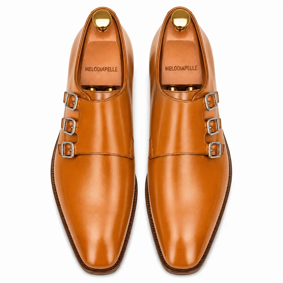 Montecito Double Monk Strap Shoes for Men - Goodyear Welted Full-Grain Leather