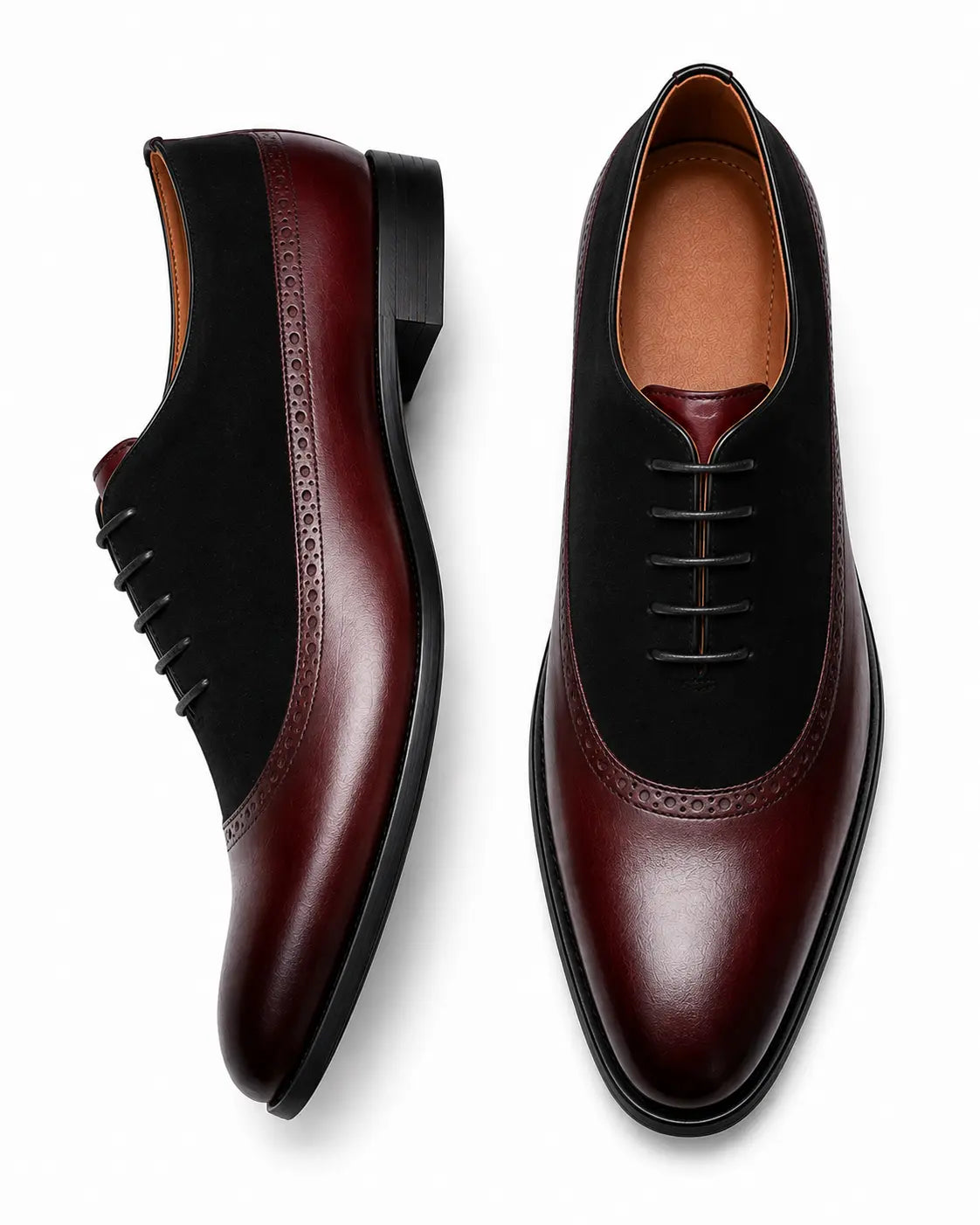 Montrachet Two-Material Block-Heel Oxford for Men - Leather and Suede Dress Shoes