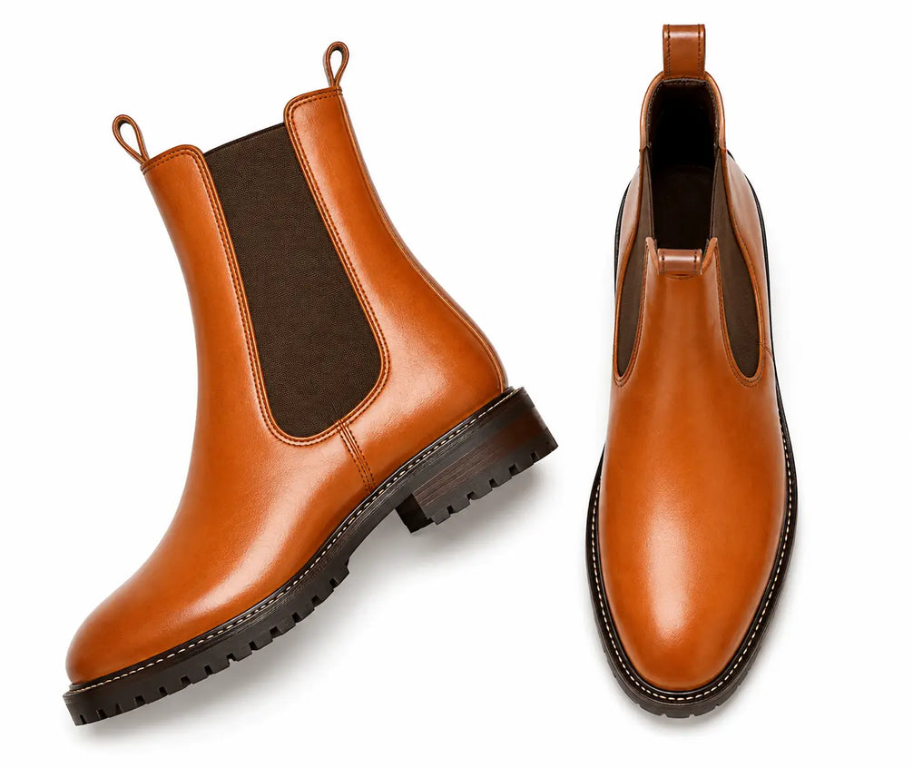 Montrose Patina Chelsea Boot for Men - Lug-Sole Leather Ankle Boots