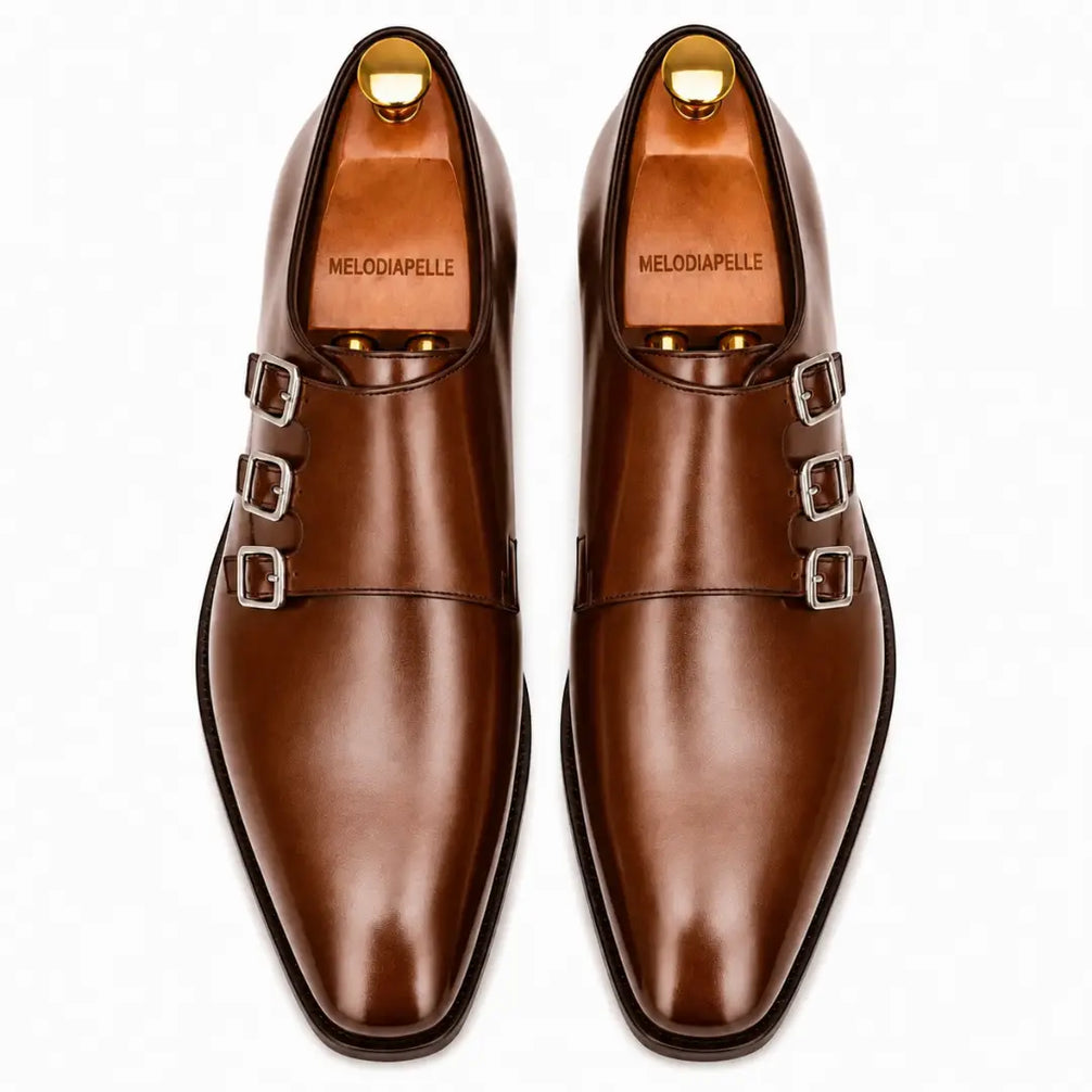 Montecito Double Monk Strap Shoes for Men - Goodyear Welted Full-Grain Leather