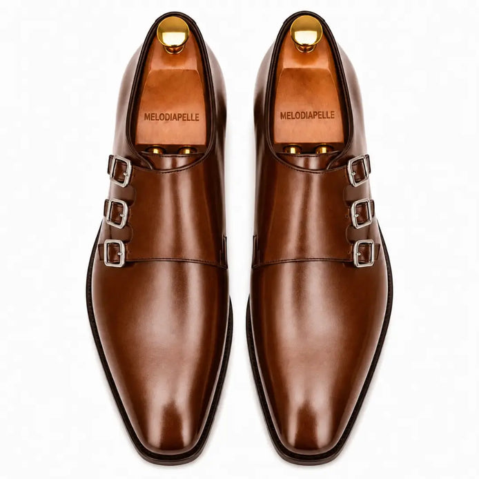 Montecito Double Monk Strap Shoes for Men - Goodyear Welted Full-Grain Leather