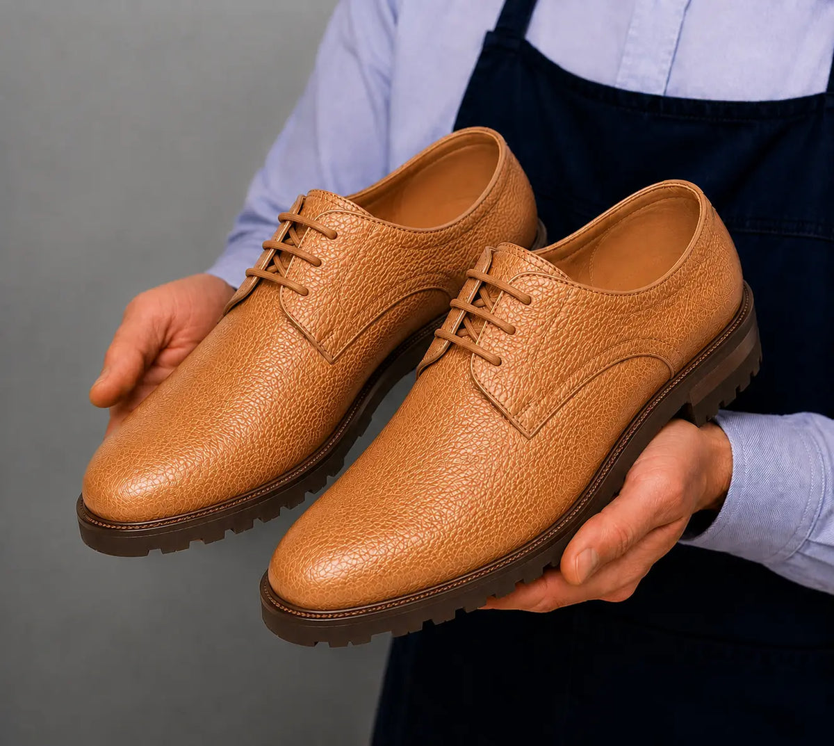 Manchester Pebble-Grain Derby for Men - Lug-Sole Leather Formal Shoes