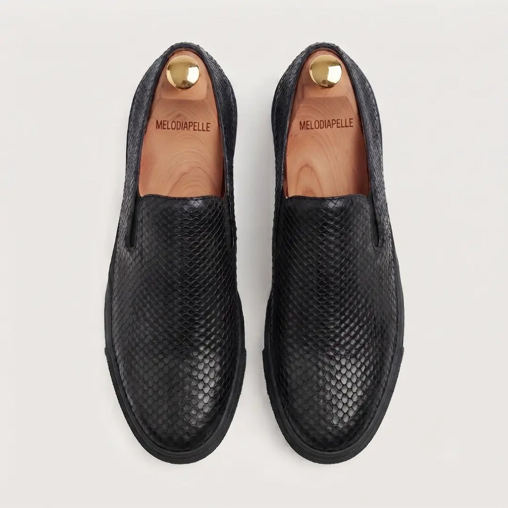 Marengo Python-Embossed Slip-On Sneaker for Men - Leather Luxury Sneakers