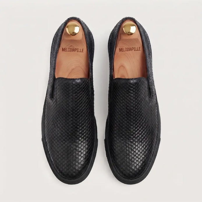Marengo Python-Embossed Slip-On Sneaker for Men - Leather Luxury Sneakers