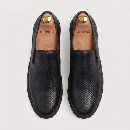 Marengo Python-Embossed Slip-On Sneaker for Men - Leather Luxury Sneakers