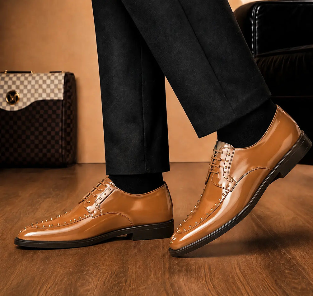 Mortlach Studded Apron Derby for Men - Goodyear Welted Leather Formal Shoes