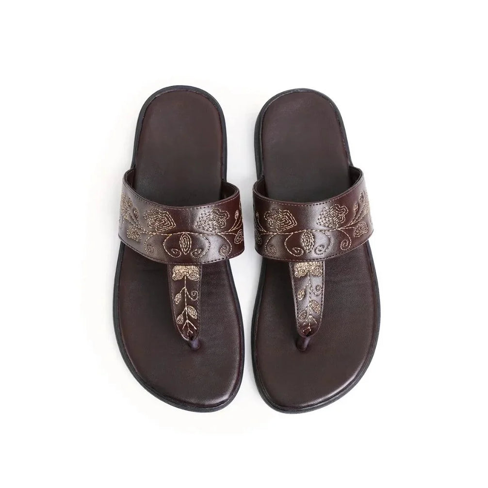 Mysuru Etched-Band Kolhapuri for Men - Hand-Painted Leather Kolhapuri Sandals