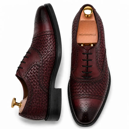 Munich Hand-Woven Brogue Oxford for Men - Goodyear Welted Leather Dress Shoes