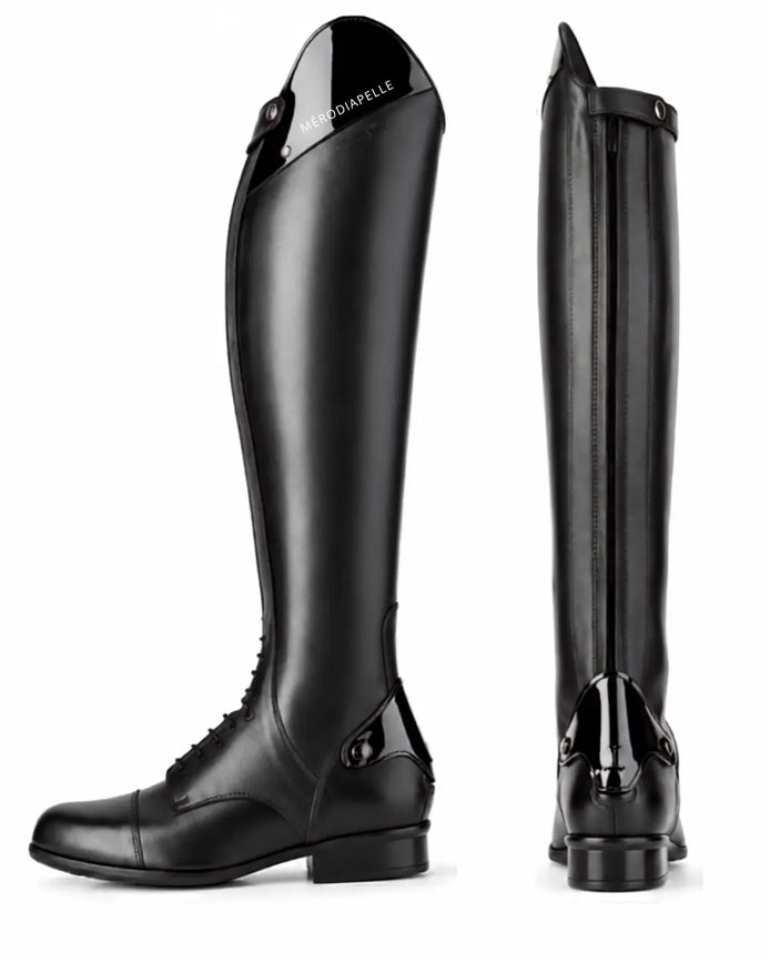 Verona Men's Patent-Top Polo & Horse Riding Boots – Black Leather Competition Boots