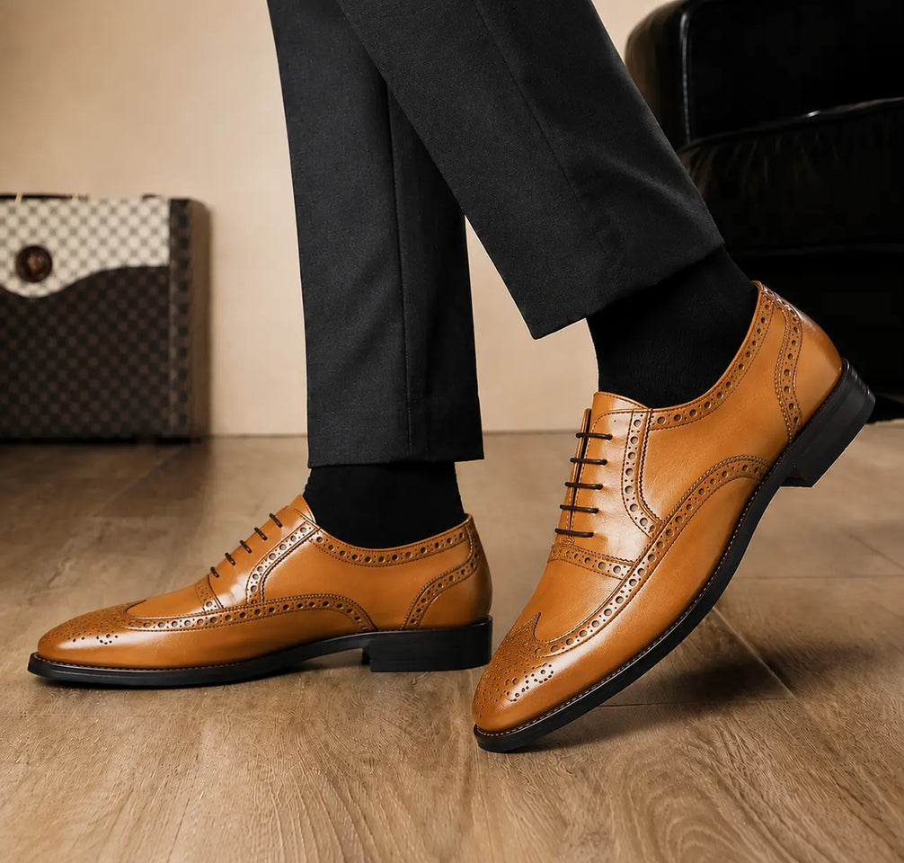 Mazaro Wingtip Brogue Oxford for Men - Goodyear Welted Full-Grain Leather Shoes
