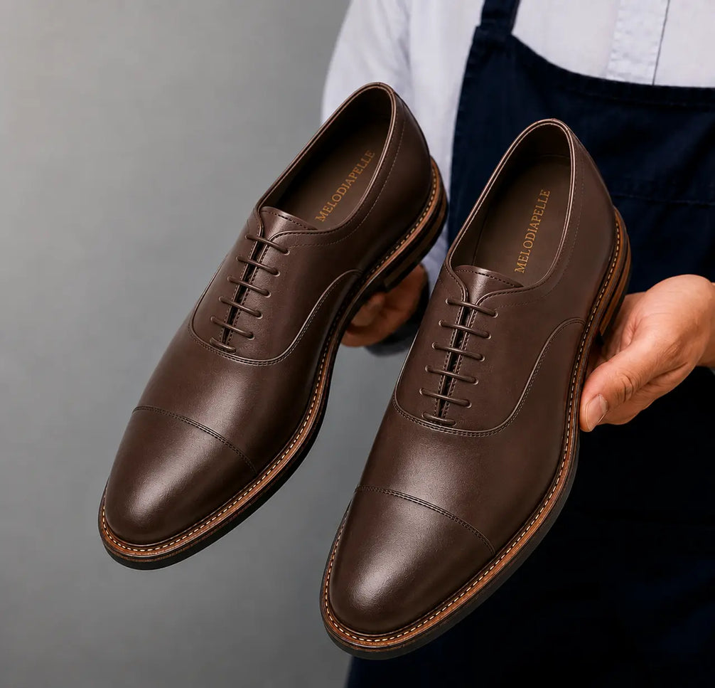 Monterosso Patina Cap-Toe Derby for Men - Handmade Leather Formal Shoes