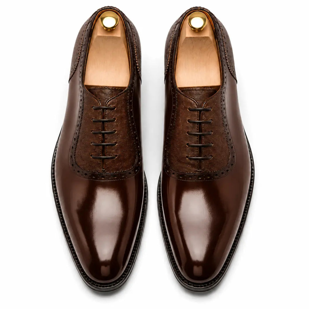 Montserrat Two-Tone Saddle Oxford for Men - Goodyear Welted Spectator Dress Shoes