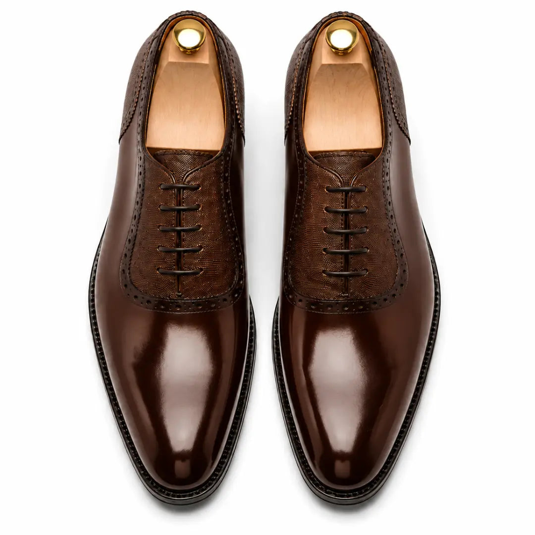Montserrat Two-Tone Saddle Oxford for Men - Goodyear Welted Spectator Dress Shoes