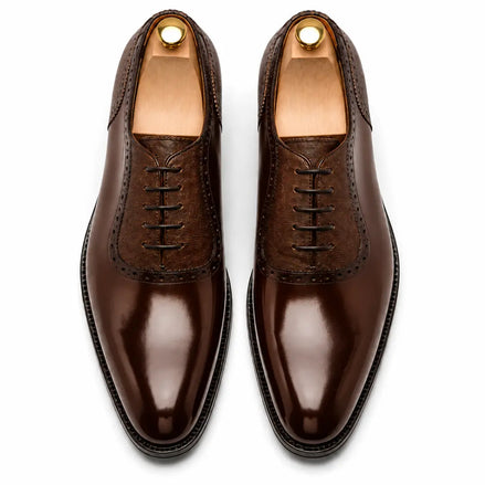 Montserrat Two-Tone Saddle Oxford for Men - Goodyear Welted Spectator Dress Shoes