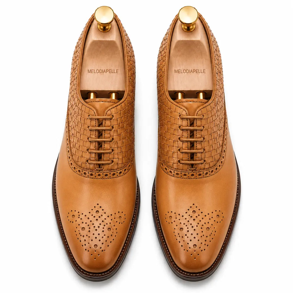 Maverick II Woven Wingtip Brogue Oxford for Men - Goodyear Welted Leather Shoes