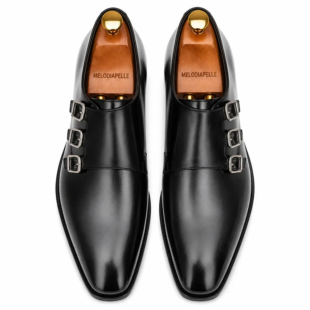 Montecito Double Monk Strap Shoes for Men - Goodyear Welted Full-Grain Leather