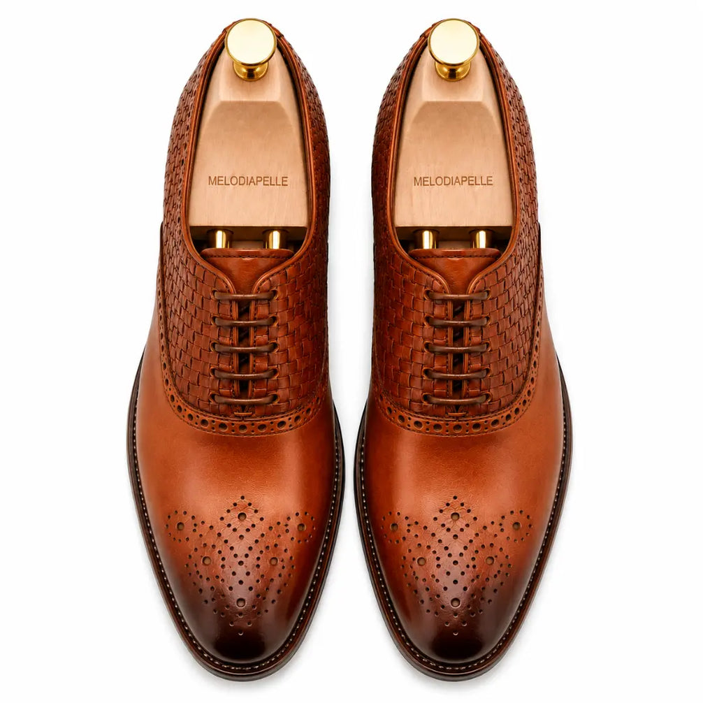 Maverick II Woven Wingtip Brogue Oxford for Men - Goodyear Welted Leather Shoes