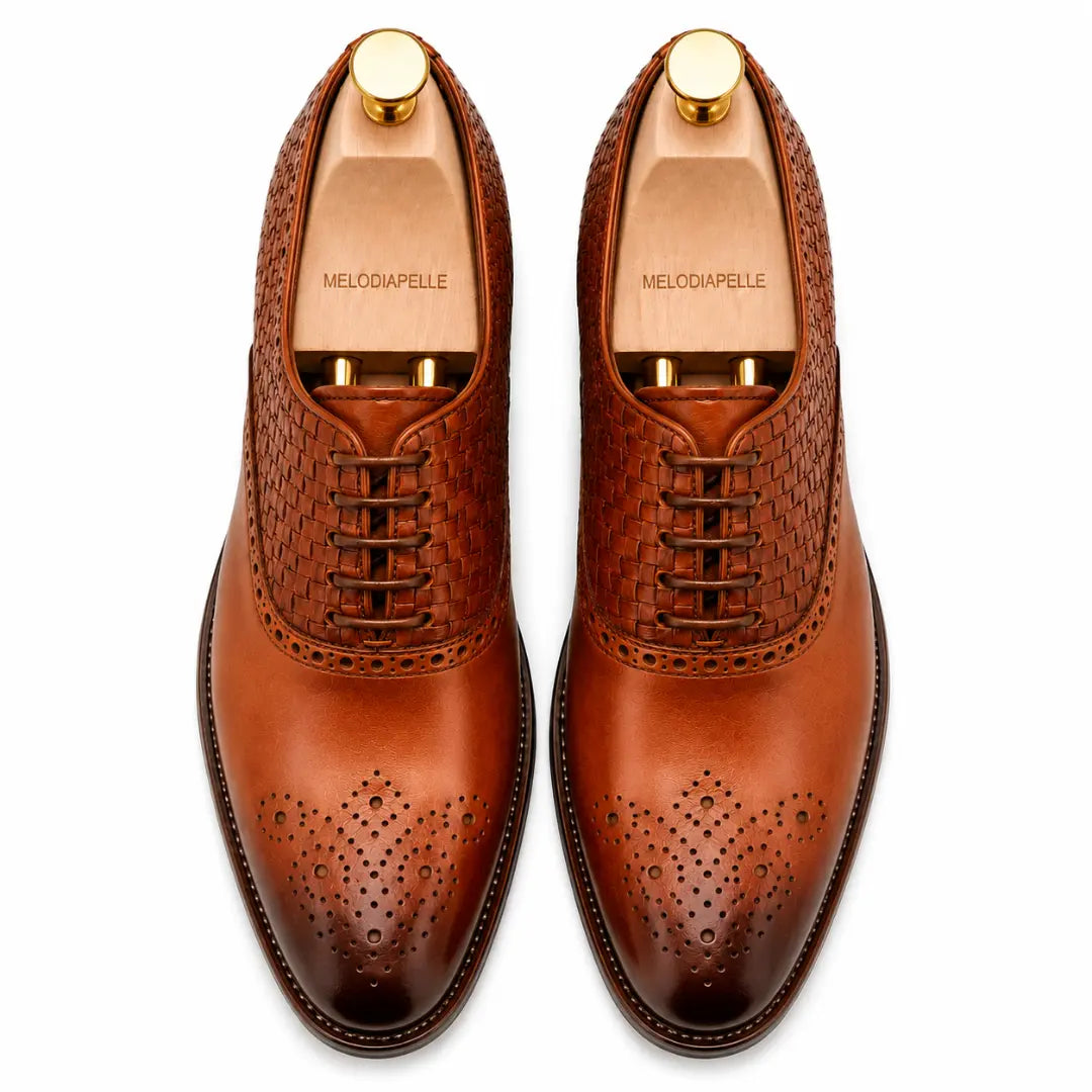 Maverick II Woven Wingtip Brogue Oxford for Men - Goodyear Welted Leather Shoes