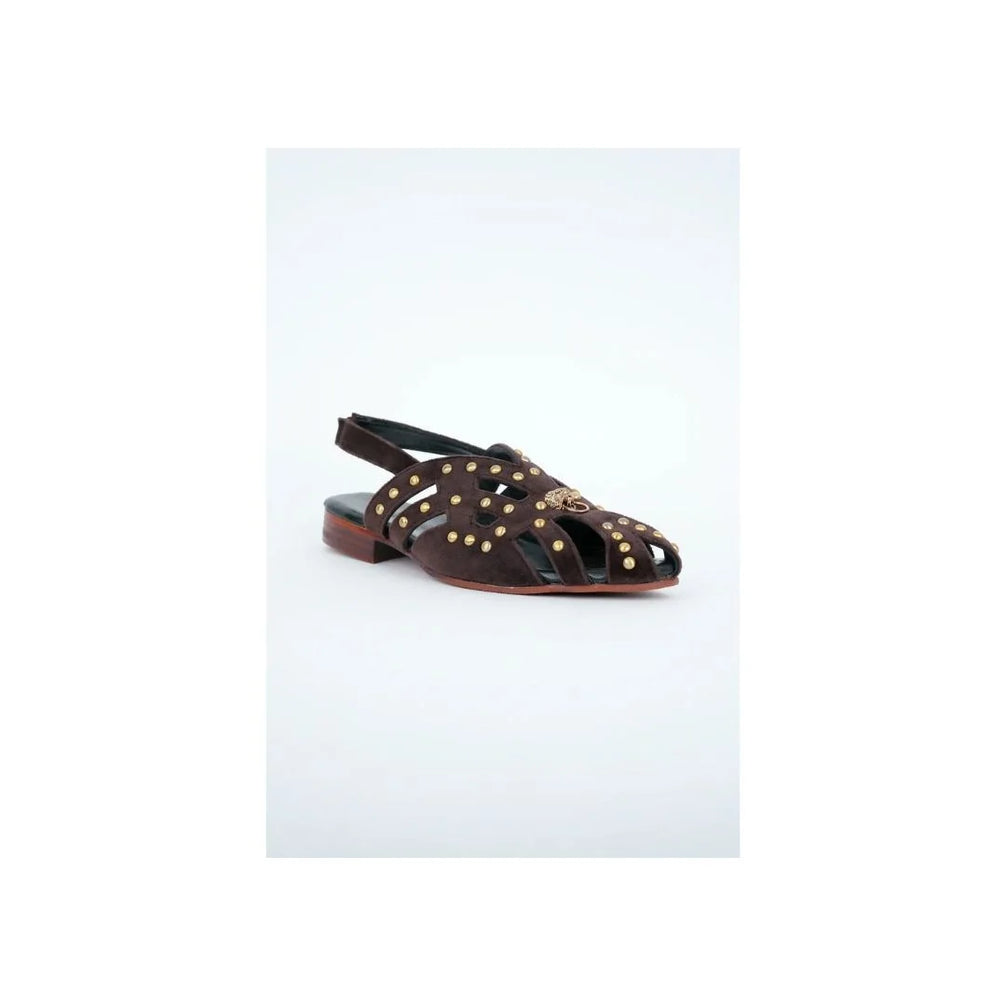 Mandvi Studded Cut-Out Nagra Jutti for Men - Back-Strap Leather Nagra Sandals