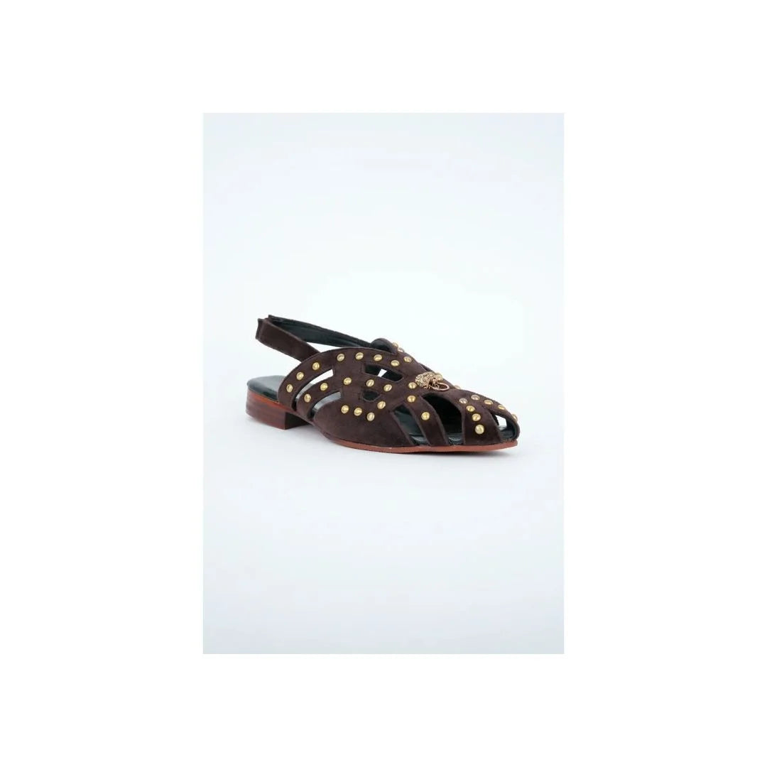 Mandvi Studded Cut-Out Nagra Jutti for Men - Back-Strap Leather Nagra Sandals