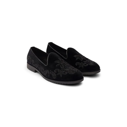 Mandawa Velvet Threadwork Ethnic Loafer for Men - Embroidered Slip-On Wedding Shoes