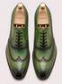 Mossverde Hand-Patina Wingtip Brogue Oxford for Men - Goodyear Welted Leather Shoes