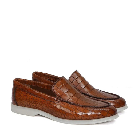 Manlleu Croc Venetian Slip-On Loafer for Men - Croc-Embossed Slip-On Loafers