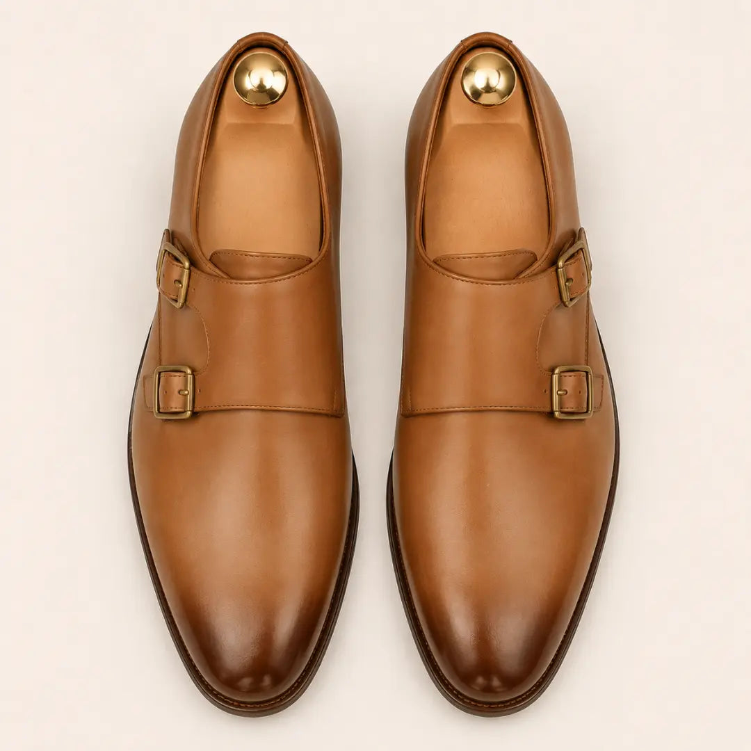Mexico Double Monk Strap for Men - Hand-Burnished Goodyear Welted Leather Shoes