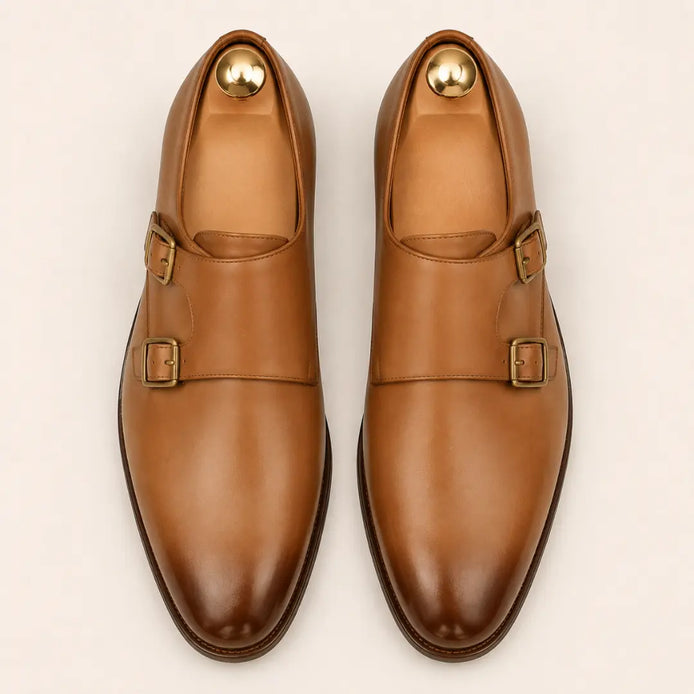 Mexico Double Monk Strap for Men - Hand-Burnished Goodyear Welted Leather Shoes