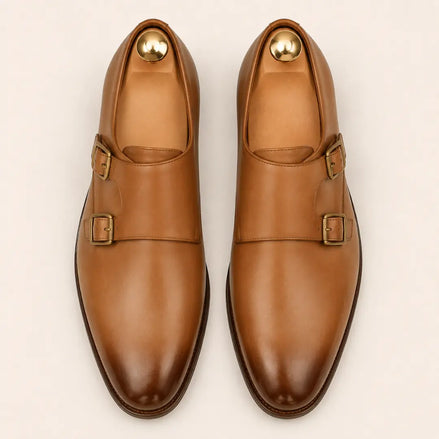 Mexico Double Monk Strap for Men - Hand-Burnished Goodyear Welted Leather Shoes