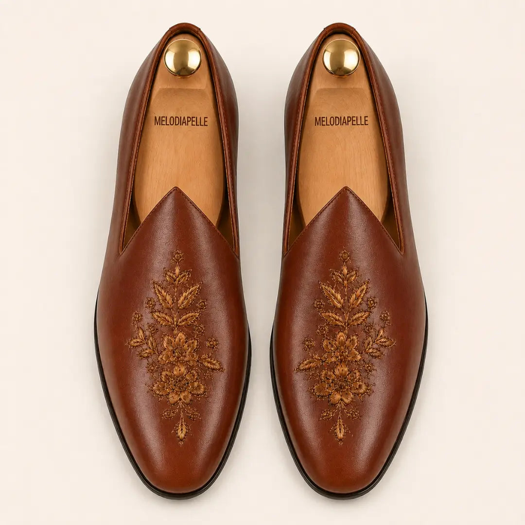 Maestro Hand-Embroidered Opera Loafer for Men - Leather Formal Slip-On Shoes