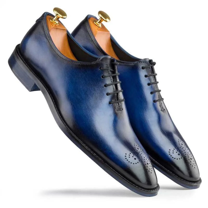 Montelupo Medallion Patina Wholecut Oxford for Men - Hand-Dyed Leather Oxford Shoes