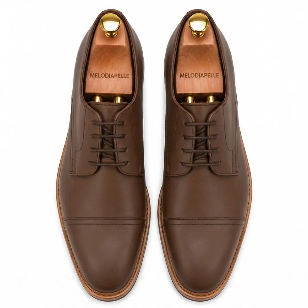 Max Cap-Toe Derby for Men - Nubuck Goodyear Welted Leather Shoes