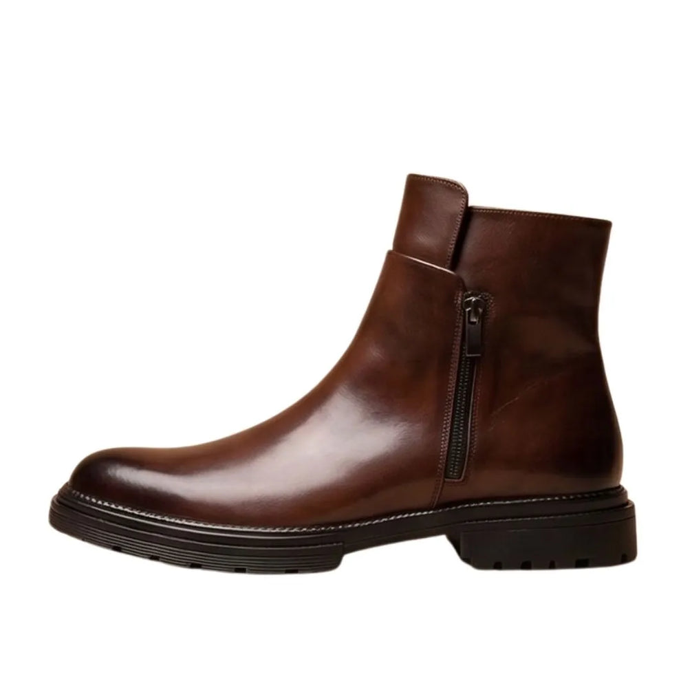 Massino Lug-Sole Side-Zip Zip Boot for Men - Leather Zip Boots