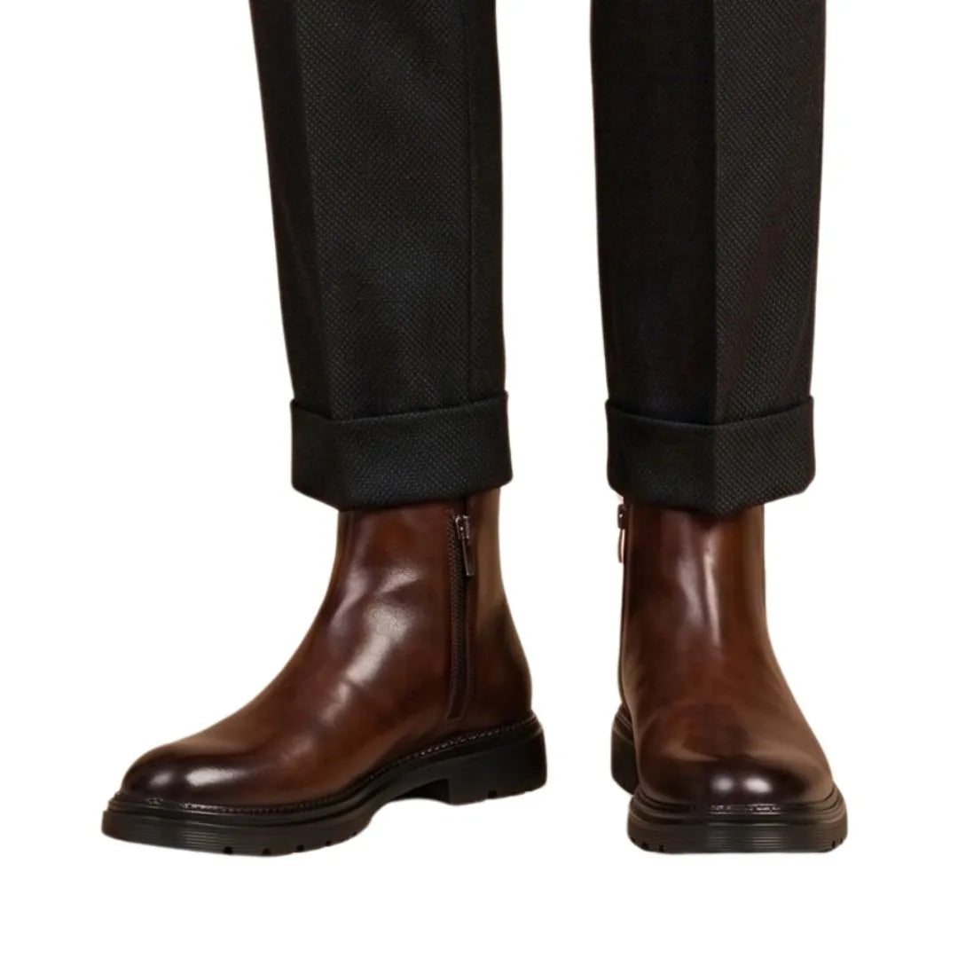Massino Lug-Sole Side-Zip Zip Boot for Men - Leather Zip Boots