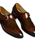 Minori Suede-Wing Single Monk Strap for Men - Two-Material Brogue Dress Shoes