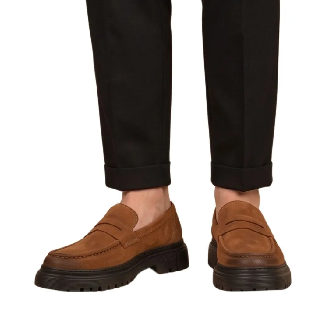 Malesco Suede Lug Penny Penny Loafer for Men - Chunky Suede Penny Loafers