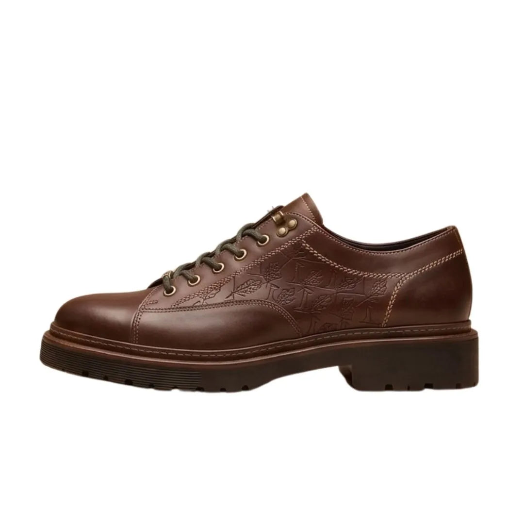 Montecrestese Contrast-Stitch Lug Derby for Men - Rugged Leather Derby Shoes