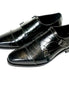 Martigues Croc-Embossed Cap-Toe Double Monk Strap for Men - Polished Leather Party Shoes