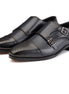 Manosque Quarter-Brogue Double Monk Strap for Men - Matte Leather Office Shoes