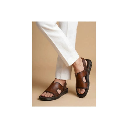 Mandalina Cross-Strap Burnished Sandal for Men - Back-Strap Leather Sandals