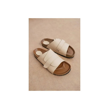 Marathi Cork-Bed Wide-Strap Slide for Men - Contoured Leather Slides