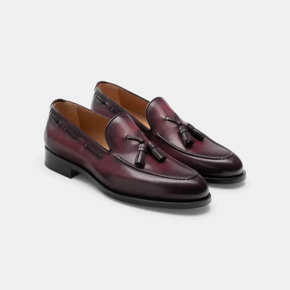 Monrupino Burnished Apron Tassel Loafer for Men - Tassel Loafers
